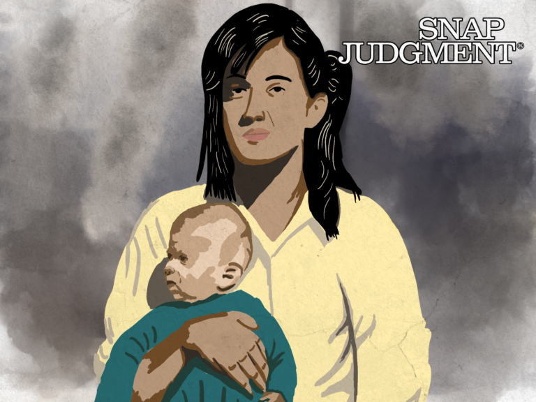 A woman holding a baby.