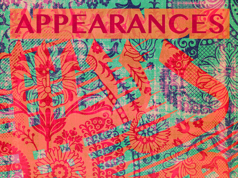 A abstract pattern in orange, green, and pink. The "Appearances" lines the top of the image.