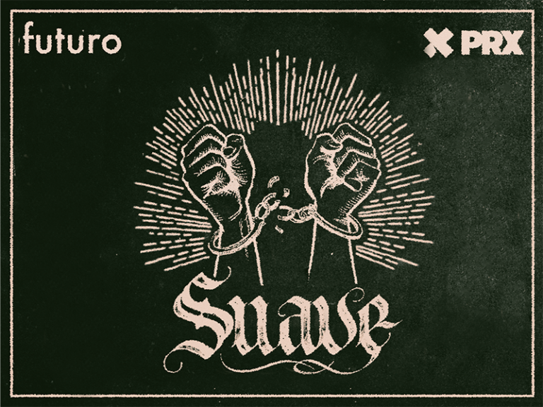 A man's fists in handcuffs. The text "Suave" is below.