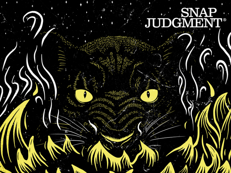 A giant panther looking animal is staring forward with yellow eyes. There is smoke surrounding it.